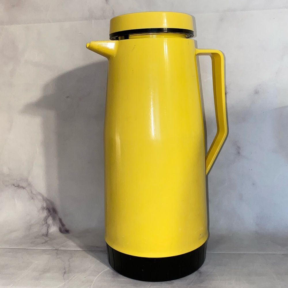 75 Liter Yellow Vtg King Seeley Carafe Glass Lined Thermos